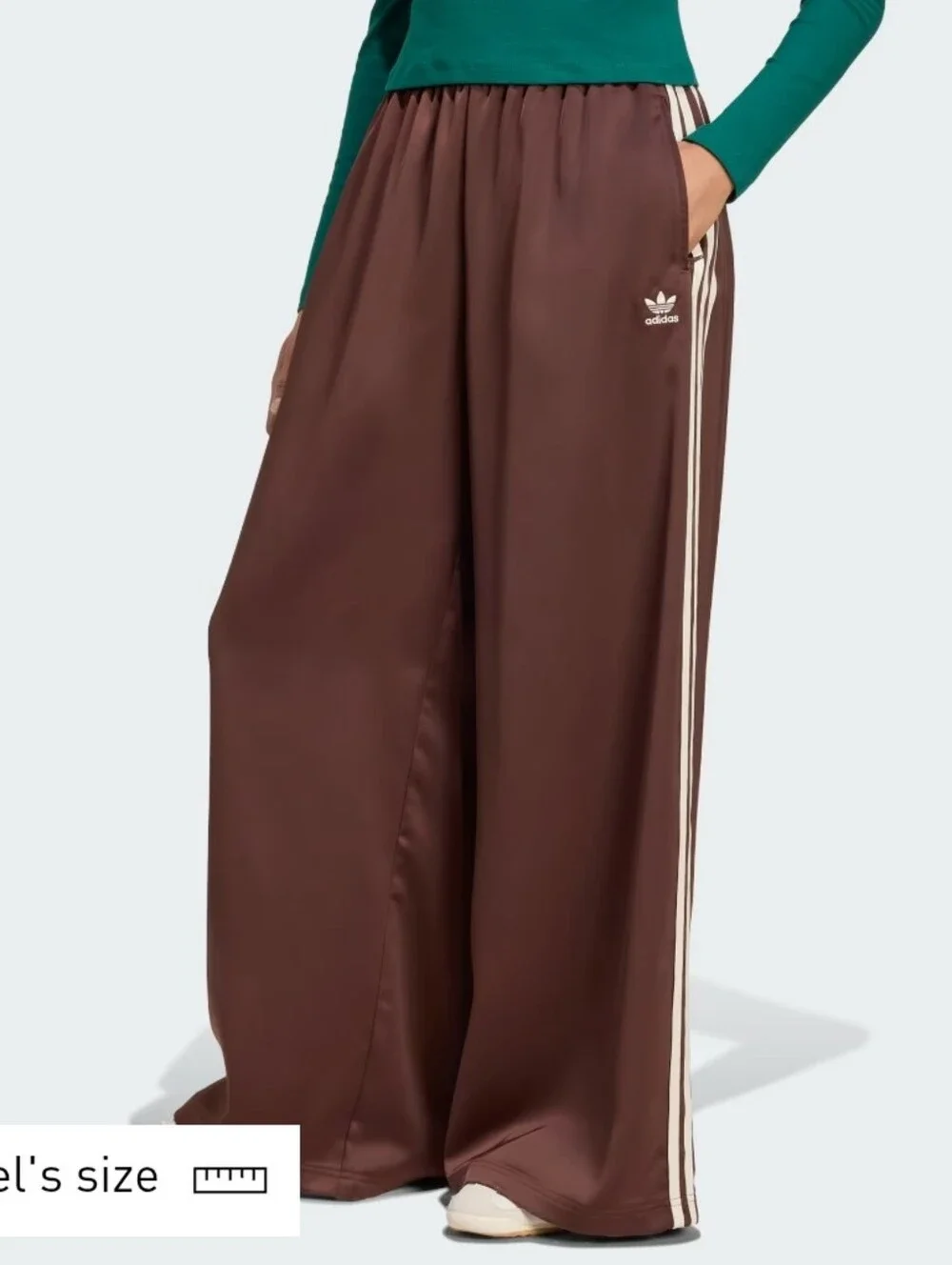 NWT ADIDAS SATIN WIDE LEG PANTS - Picture 1 of 5